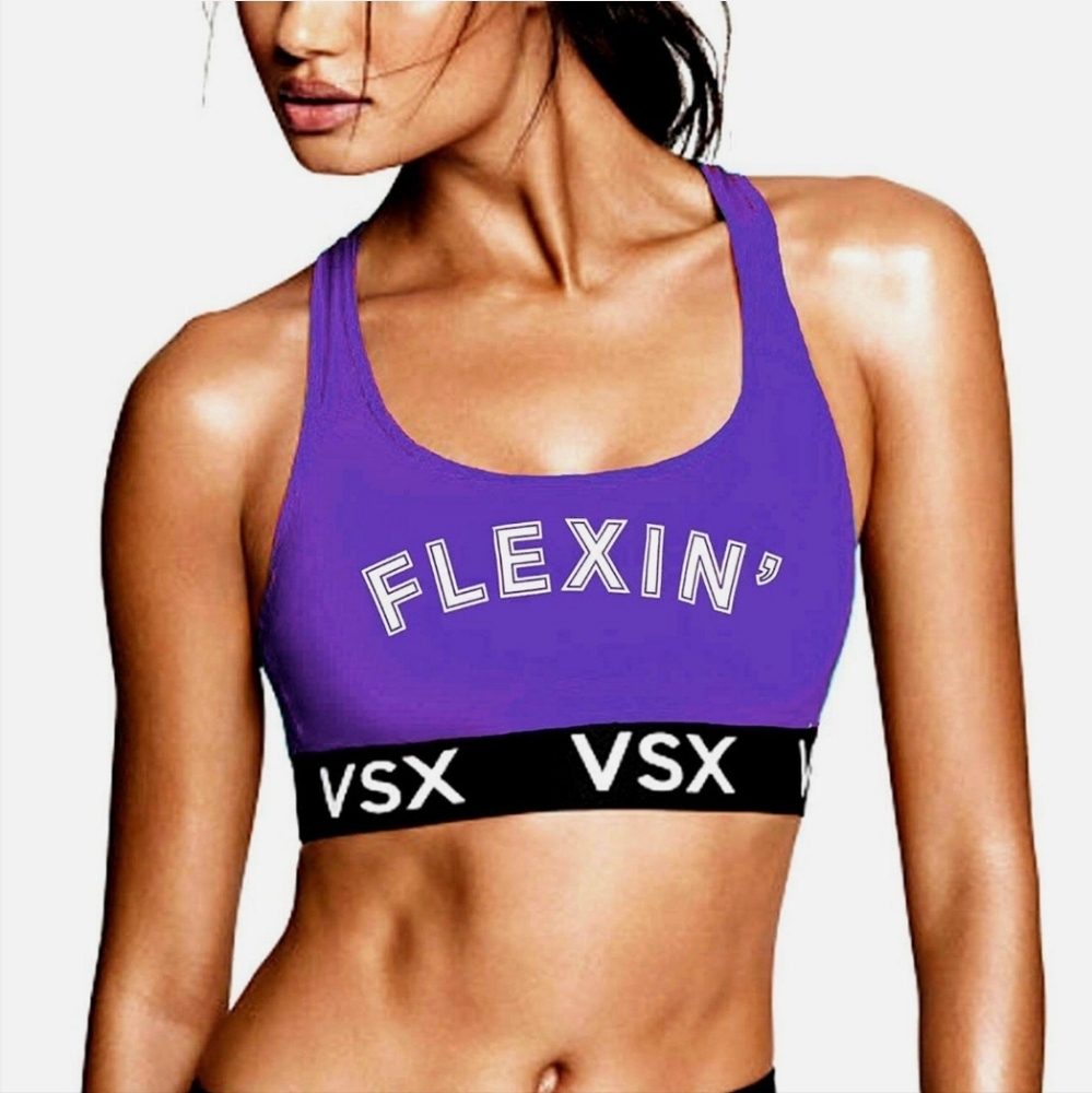⭐️2/ $30⭐️ Victoria’s Secret  Sport VSX Purple “Flexin’” Sports Bra Size Medium